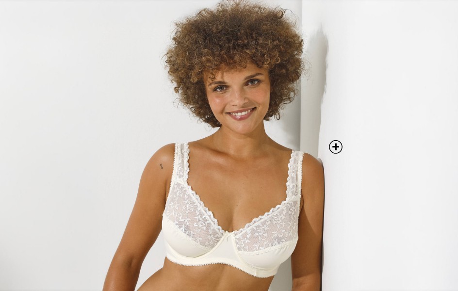 Soutien-gorge femme en dentelle fleurie prune avec armatures pas cher | Blancheporte