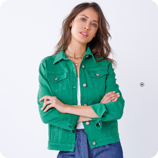 Veste en jean femme boutonnée vert pas cher | Blancheporte