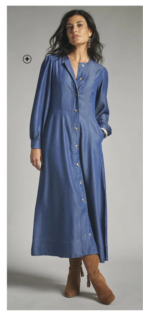 Robe longue boutonnée, coupe fluide qui allonge et affine la silhouette – quel style de robe amincit | Blancheporte