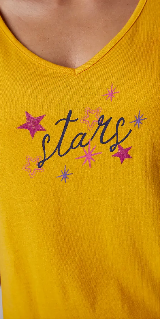 T-shirt de pyjama femme manches courtes imprimé Estrella, idéal pour des nuits fraîches et légères | Blancheporte