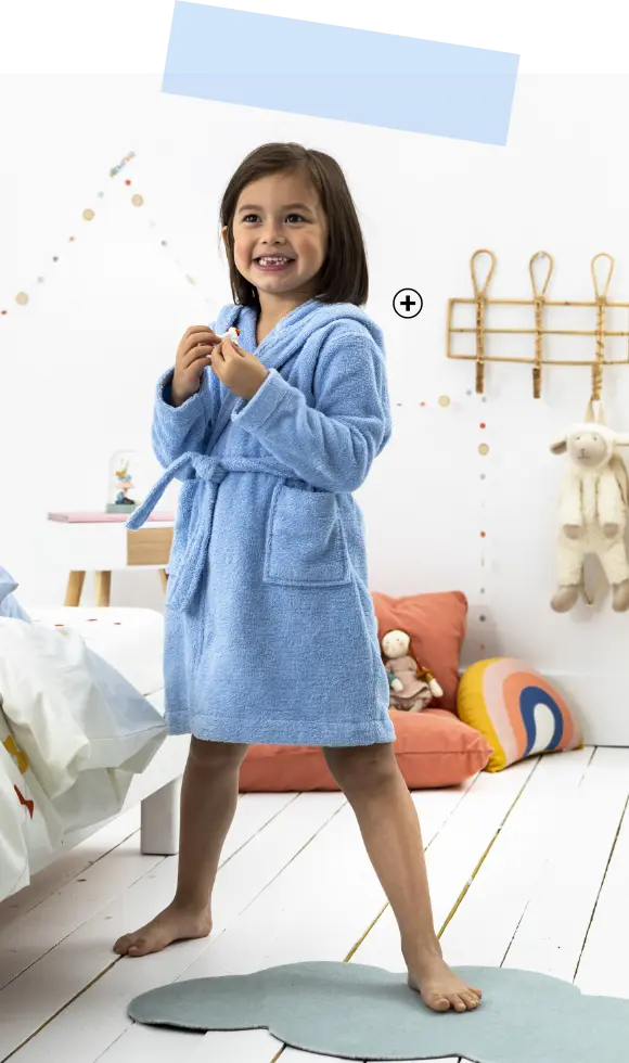 Peignoir de bain éponge pour enfant bleu pas cher | Blancheporte