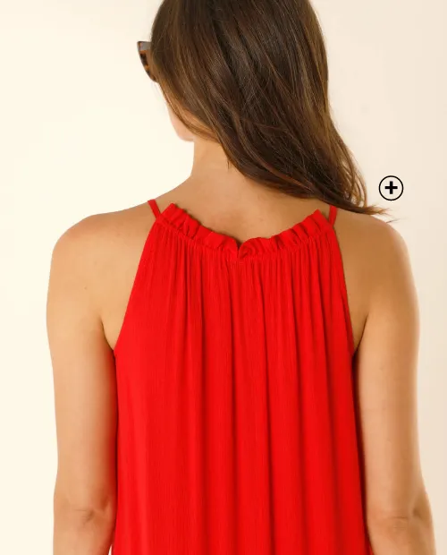 Robe rouge fines bretelles crépon fluide femme - Blog Blancheporte