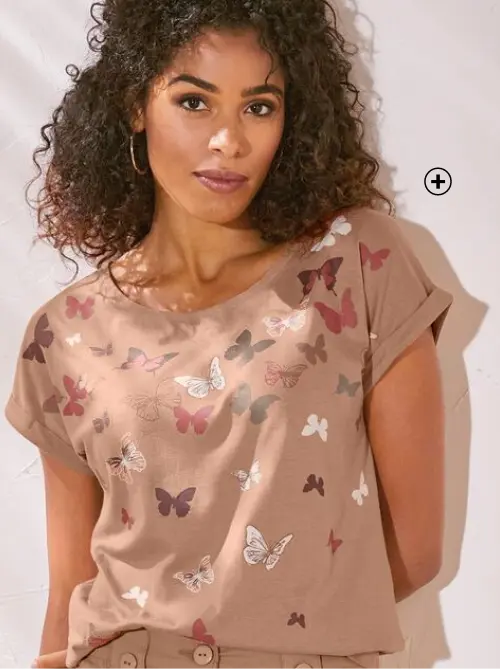 T-shirt boîte imprimé papillons | look tendance | Blancheporte
