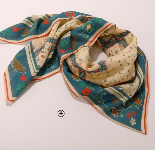 Foulard carré femme imprimé patchwork 98x98cm en coton bio écru taille unique pas cher | Blancheporte