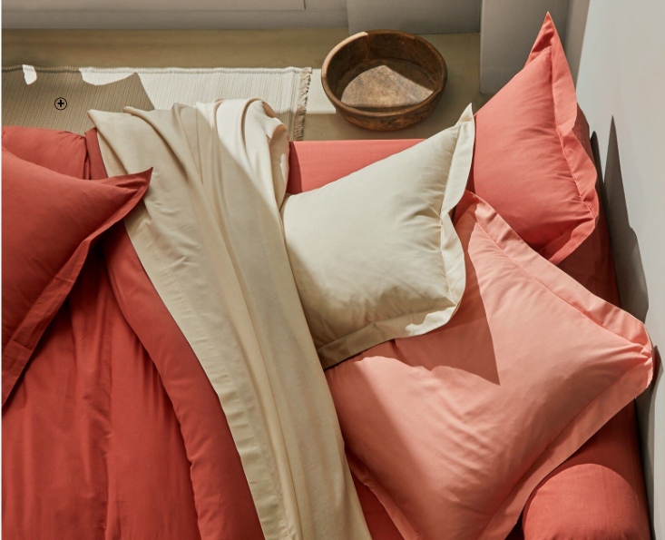 Linge de lit uni dentelle coton Linge de lit uni dentelle 100% coton Colombine® terracotta pas cher | Blancheporte