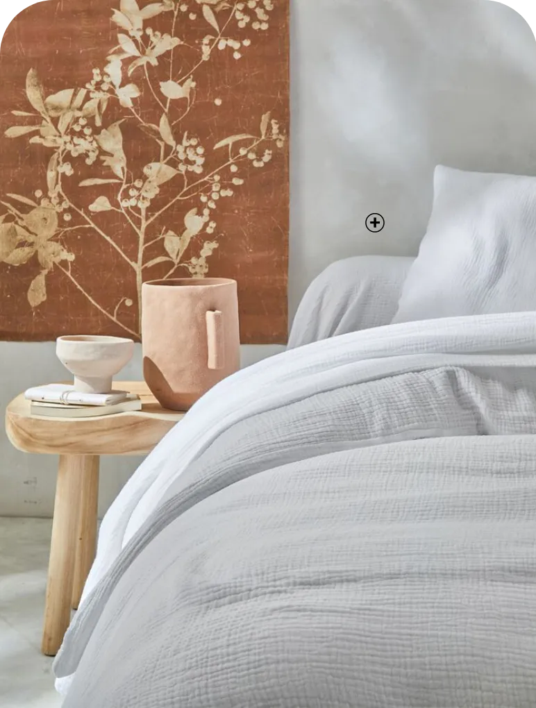 Linge de lit uni blanc en triple gaze de coton Colombine® pas cher | Blancheporte