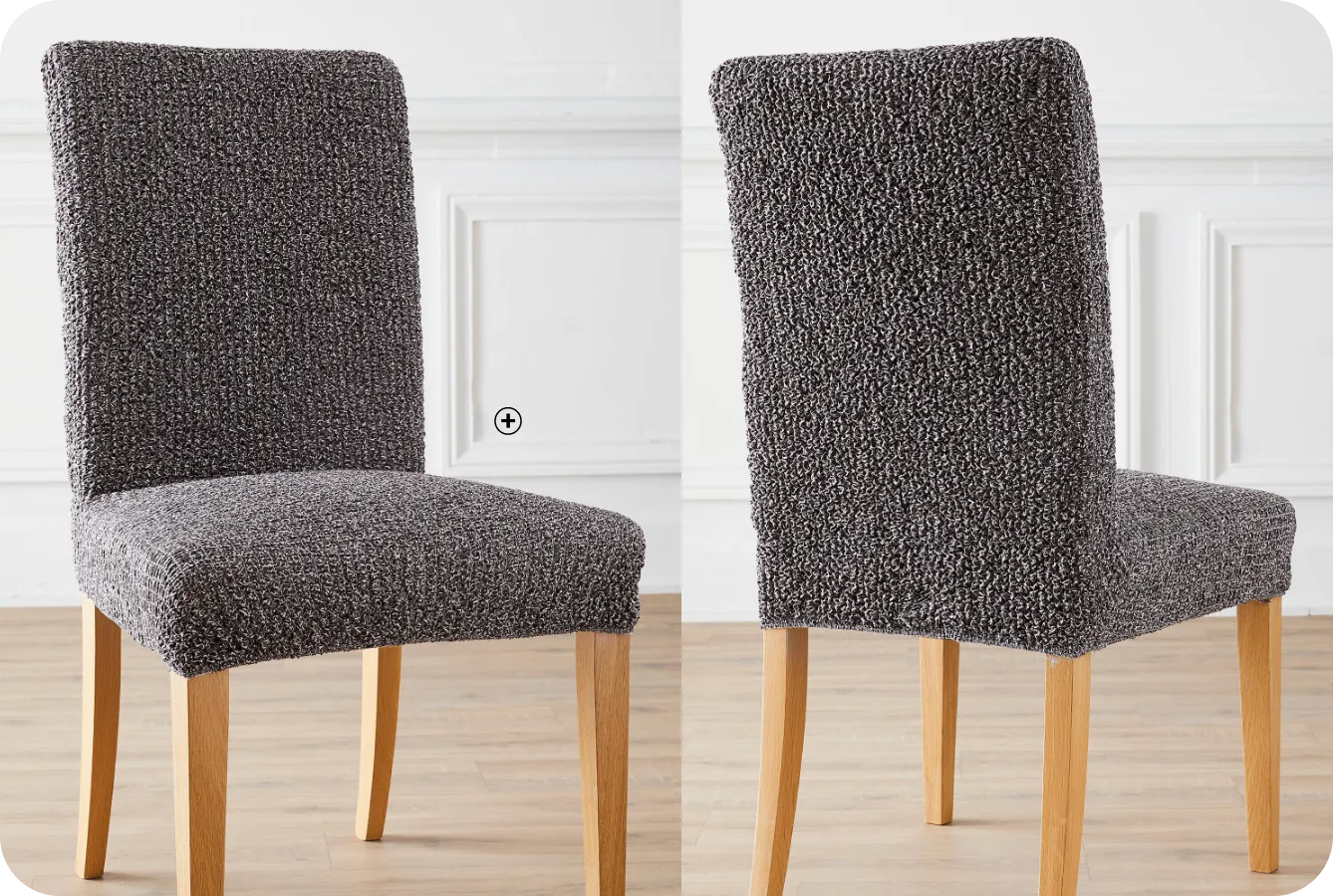 Housse microfibre bi-extensible gaufrée grise parfaite pour habiller votre chaise avec style.