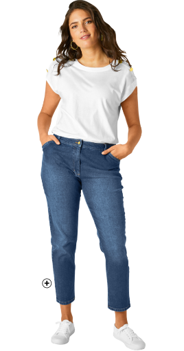 Pantalon mom en denim stretch Pantalon mom femme en denim stretch pas cher | Blancheporte