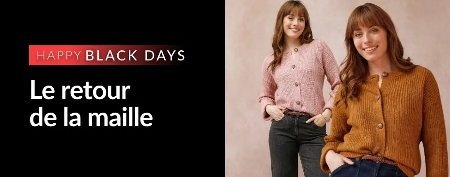 Happy Black Days : profitez d'une large sélection de maille pour femme et pour homme 