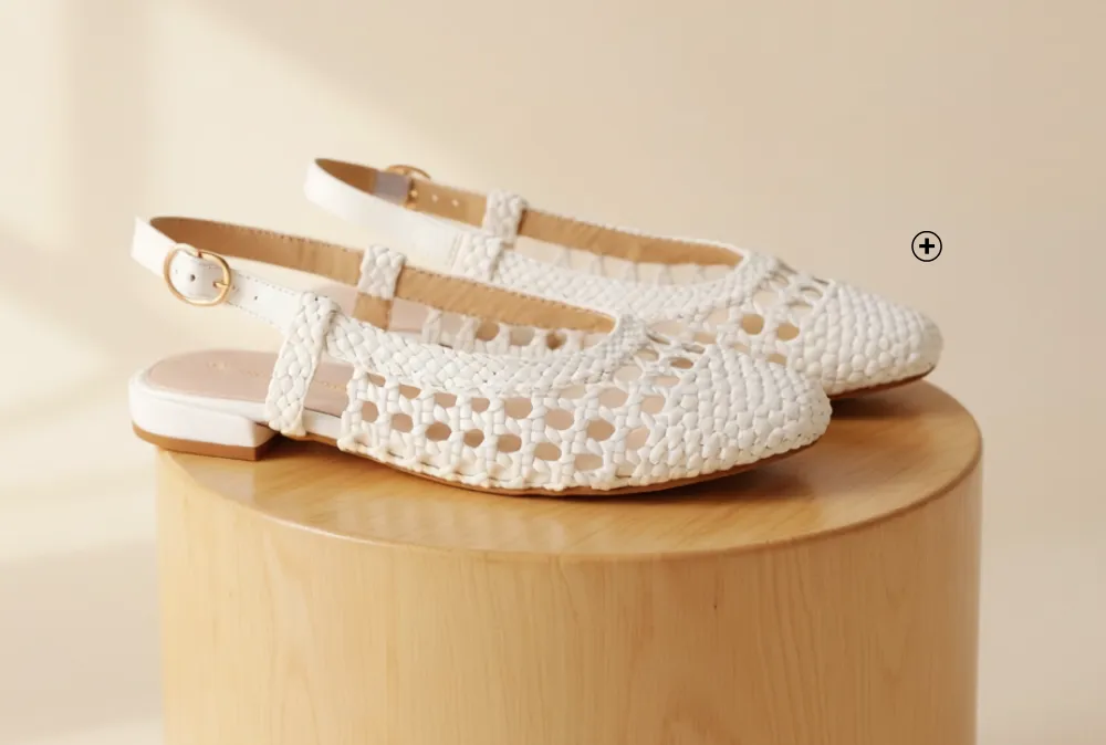 Ballerines slingback en tressage blanc - Blog Blancheporte