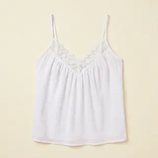 Top macramé col V blanc, coton texturé, bretelles réglables - Blog Blancheporte