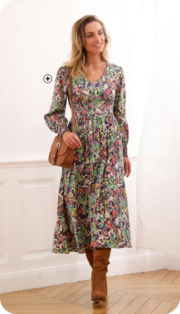 Robe midi fluide à imprimé tendance, parfaite à accessoiriser selon son style | Blog Blancheporte