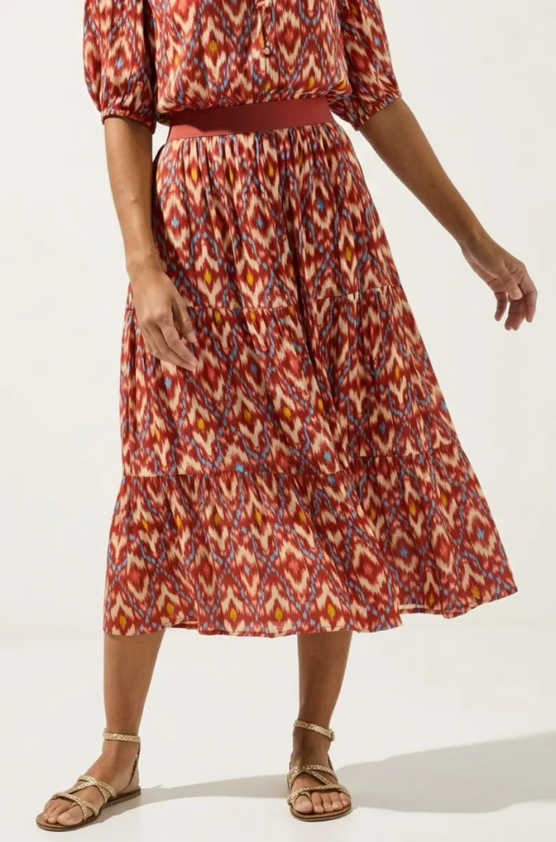 Jupe longue en crépon vert, volume jupon, viscose EcoVero - Blog Blancheporte
