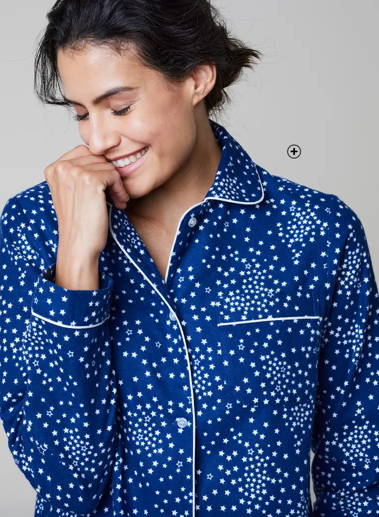 Pyjama femme en pilou avec imprimé étoiles, douceur et chaleur pour les nuits d'hiver | Blancheporte