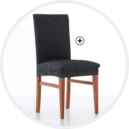 Housse intégrale extensible motif jacquard serpentins, très tendance pour rénover vos chaises à moindre coût !