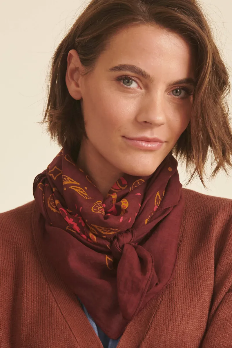 Foulard imprimé bandana, voile de coton prune - Blog Blancheporte