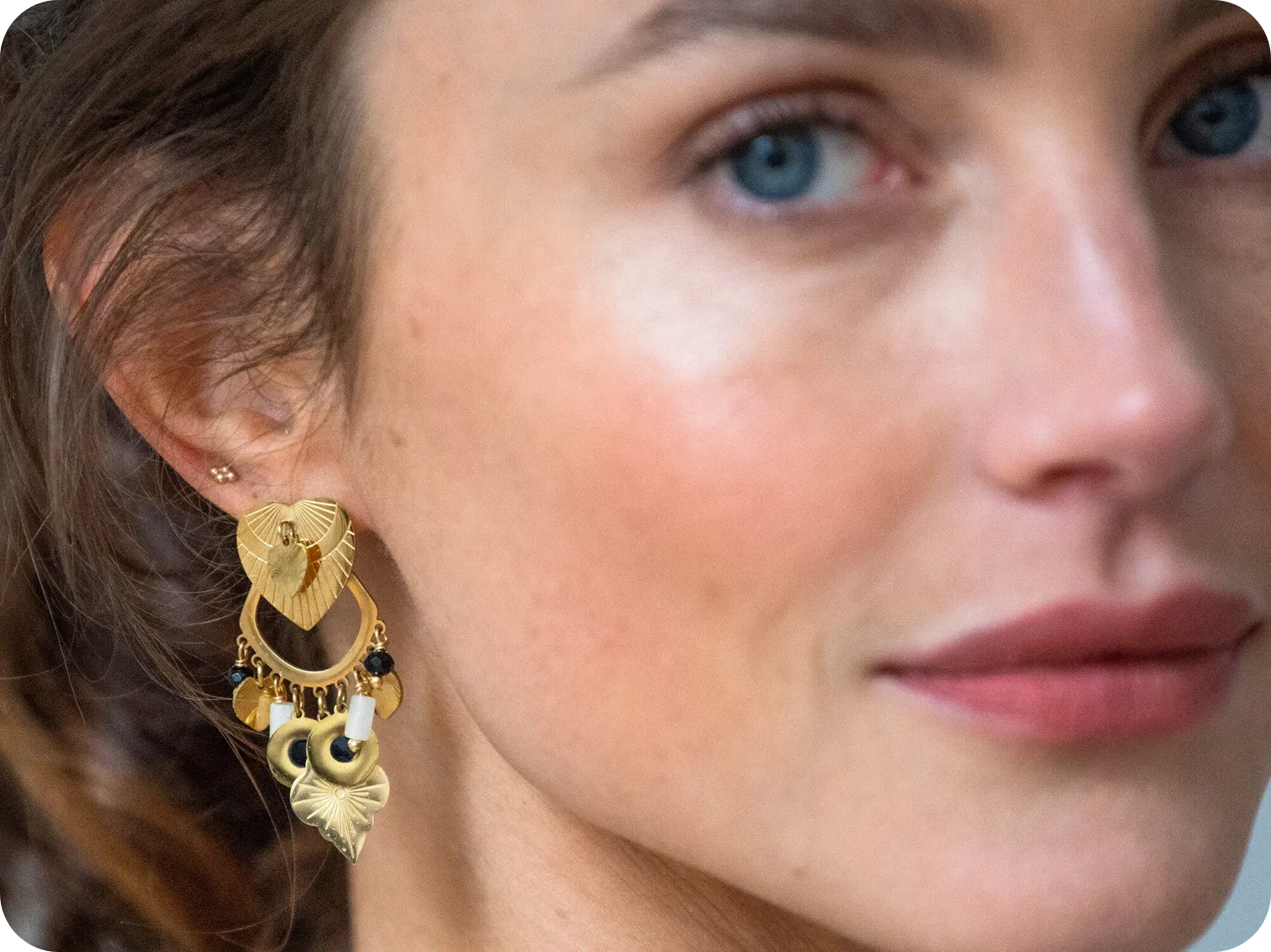 Accessoires tenue : boucle d'oreilles coeurs dorées femme pas cher | Blancheporte