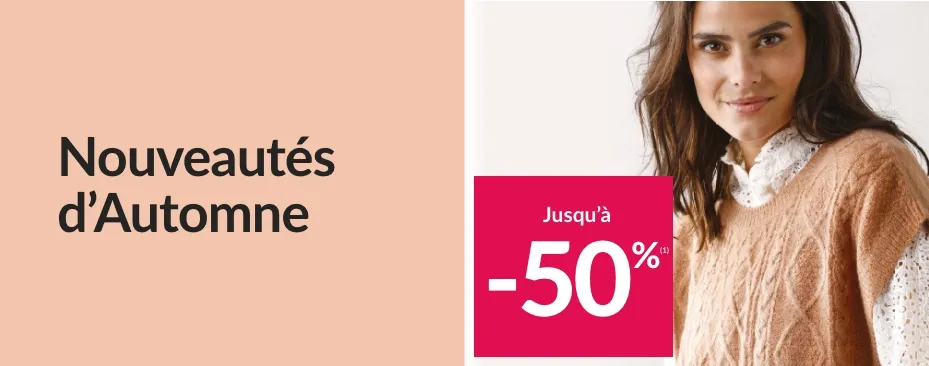 Craquez pour une sélection de nouveautés d'automne mode vêtements femme à -50%(1) 