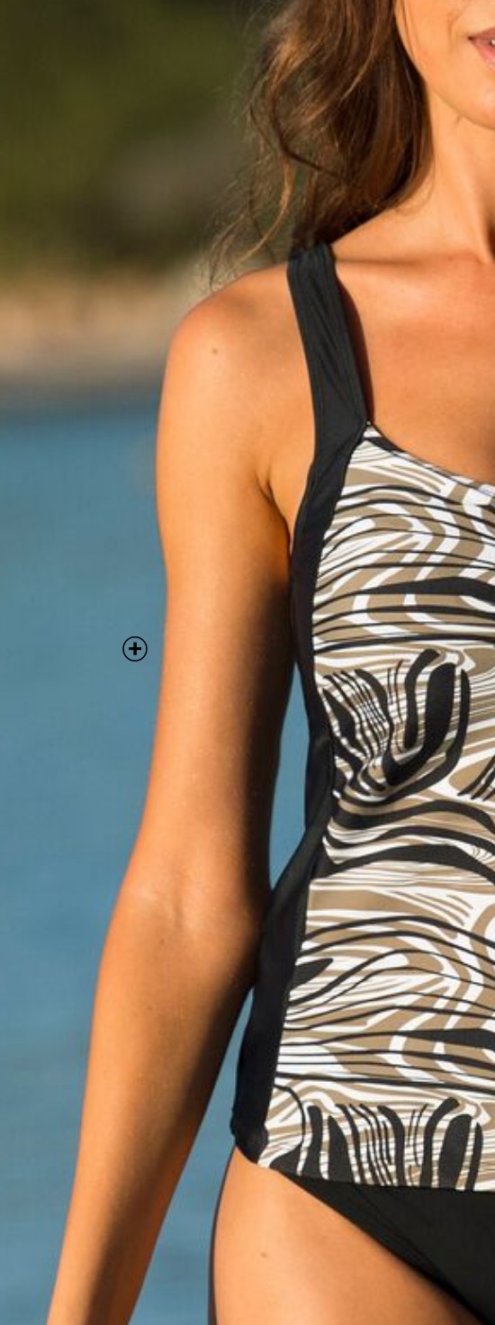 Haut de tankini post opératoire Quepos noir et blanc pas cher | Blancheporte