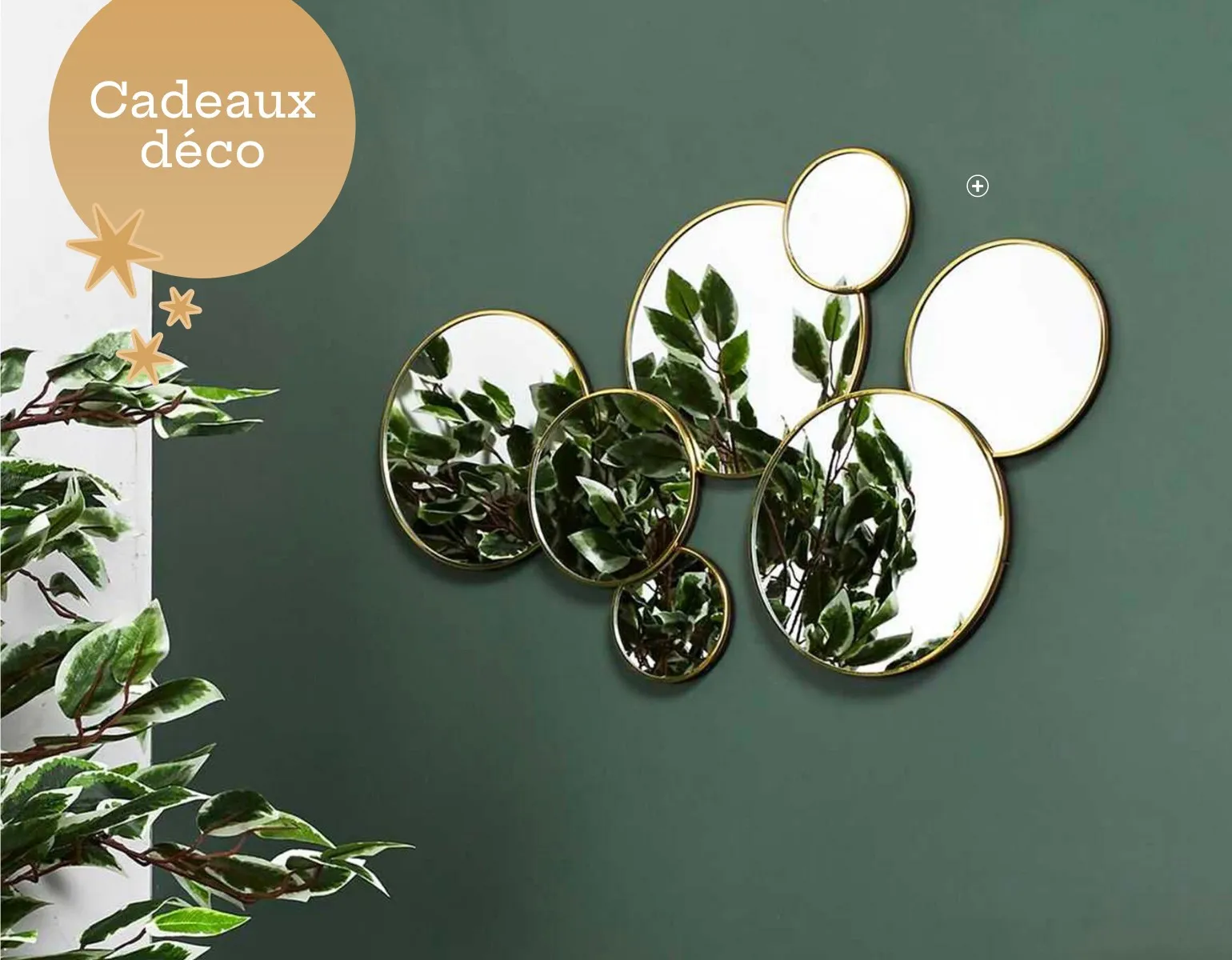 Miroir multi ronds en métal doré pas cher | Blancheporte