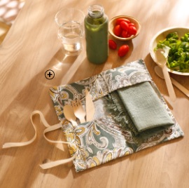 Pochette range-couverts imprimé foulard en tissu collection upcyling pas cher - Blancheporte