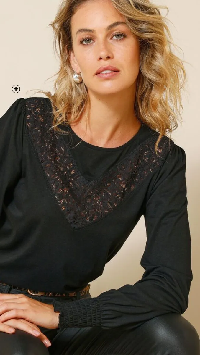 T-shirt femme uni noir manches longues pas cher | Blancheporte