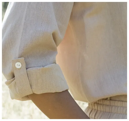 Chemise femme coton lin manches longues retroussables sable - Blog Blancheporte