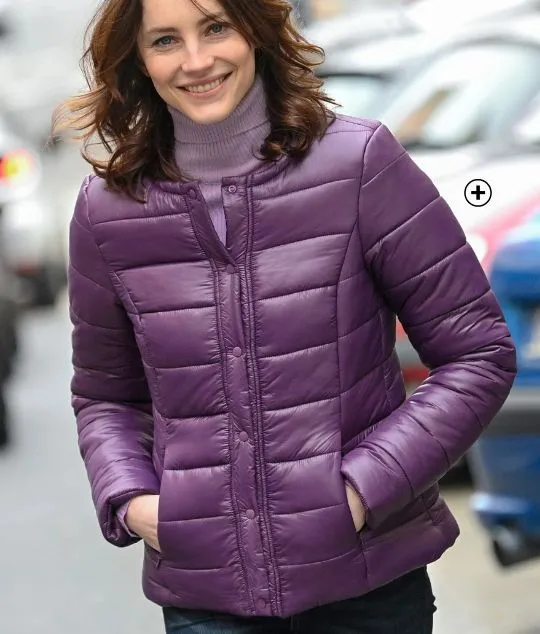 Doudoune femme déperlante à col rond violet pas cher | Blancheporte