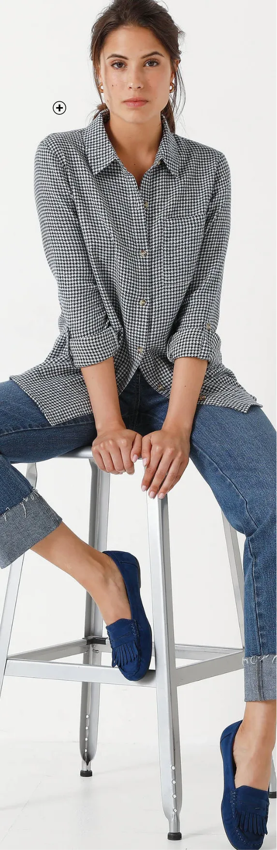 Chemise oversize en flanelle motif pied-de-poule – look tendance et confortable | Blog Blancheporte