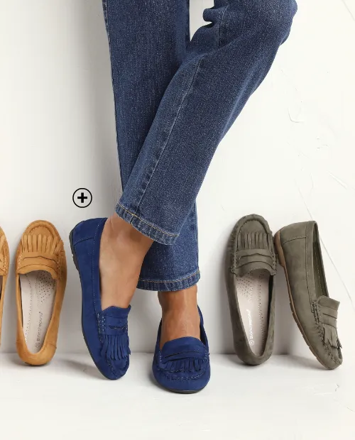 Mocassins souples en textile microfibre – chaussures confortables et casual chic, idéales avec une robe courte ou une robe pull pour un look moderne