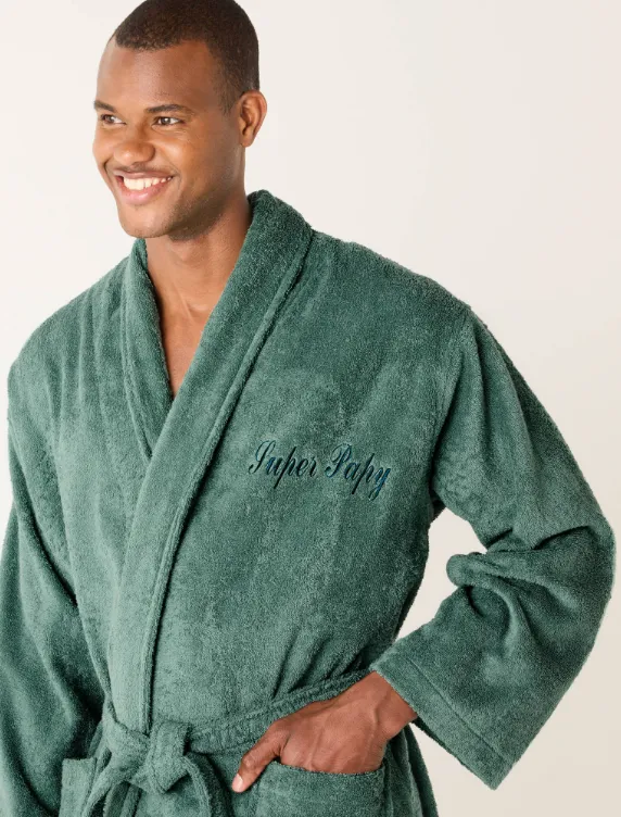 Peignoir mixte adulte, col châle personnalisé - éponge bouclette 380 g/m² - Blog Blancheporte