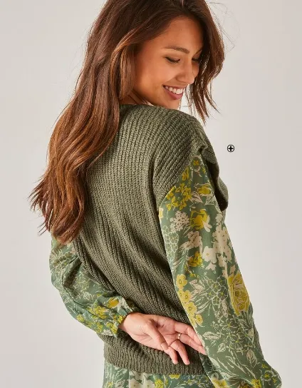 Pull sans manches femme col V en maille perlée spécial petite taille vert pas cher | Blancheporte