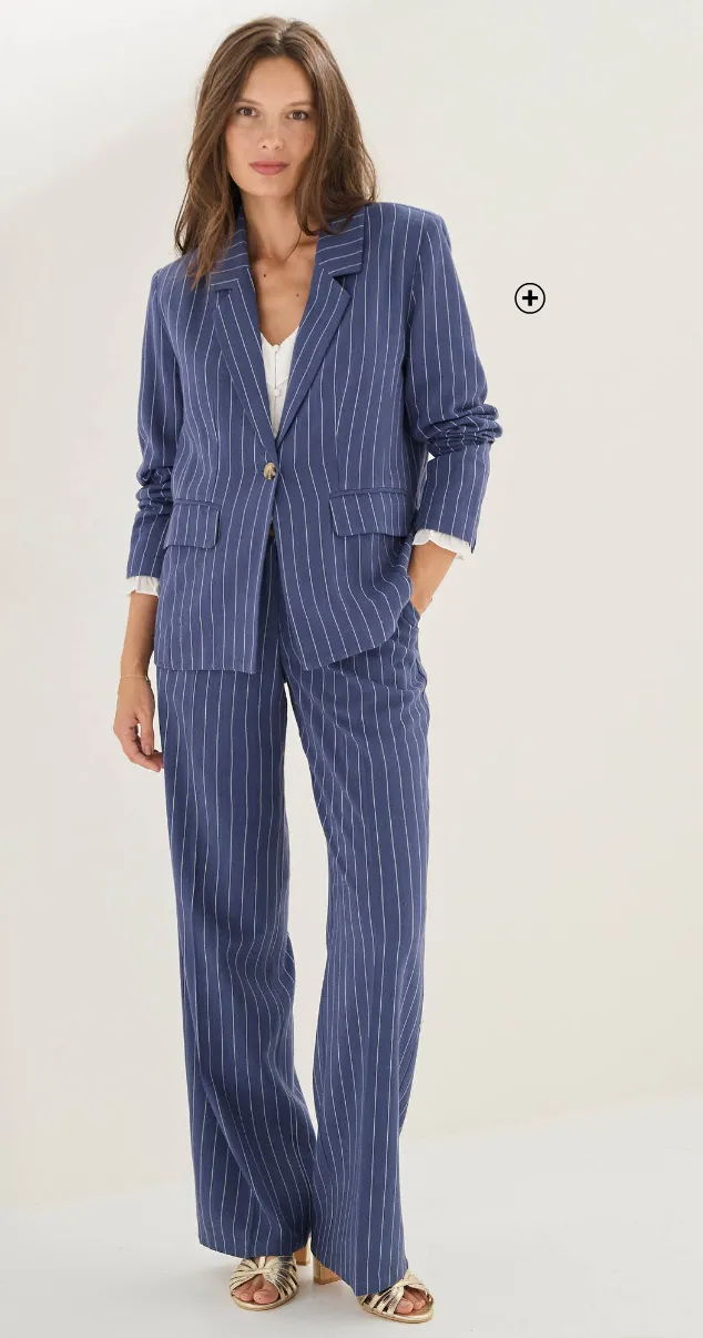 Veste blazer rayée en mélange viscose-lin - Blog Blancheporte