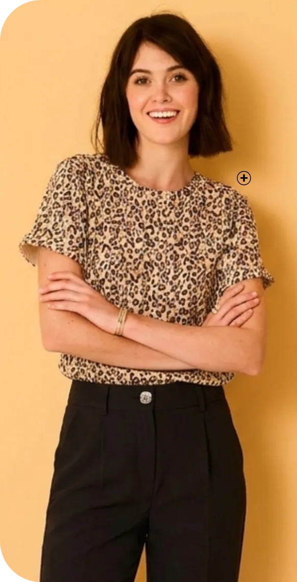 T-shirt manches courtes à revers, imprimé peau de bête - Blog Blancheporte