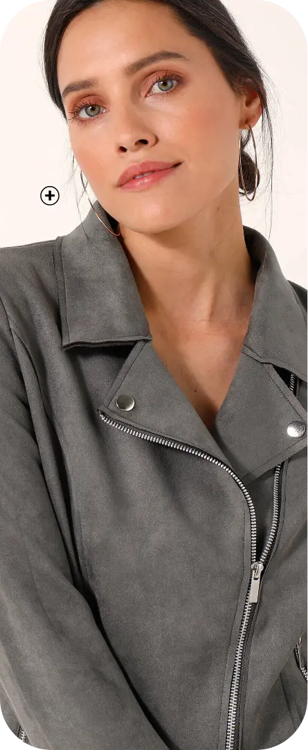 Blouson zippé col tailleur en suédine, moderne et structuré avec une robe longue | Blancheporte