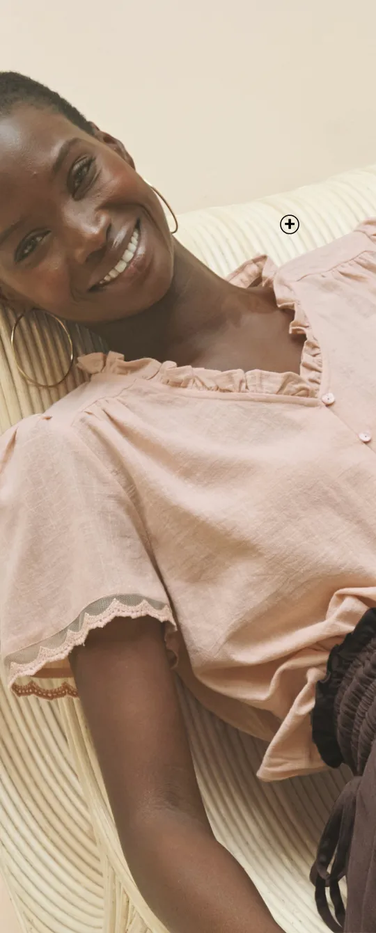Blouse à manches courtes rose poudré - Blog Blancheporte