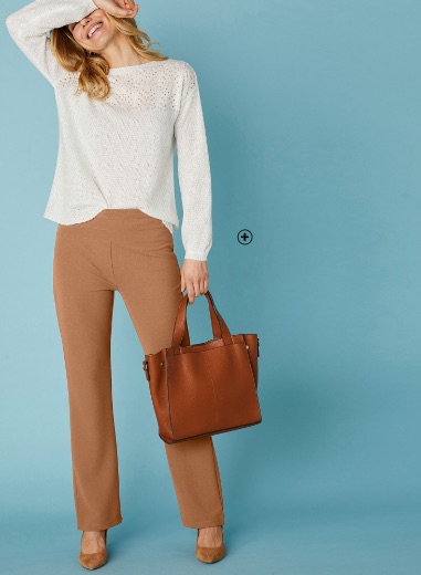 Pantalon coupe bootcut stretch spécial grande stature Pantalon noisette femme coupe bootcut stretch maille crêpe spécial grande stature pas cher | Blancheporte