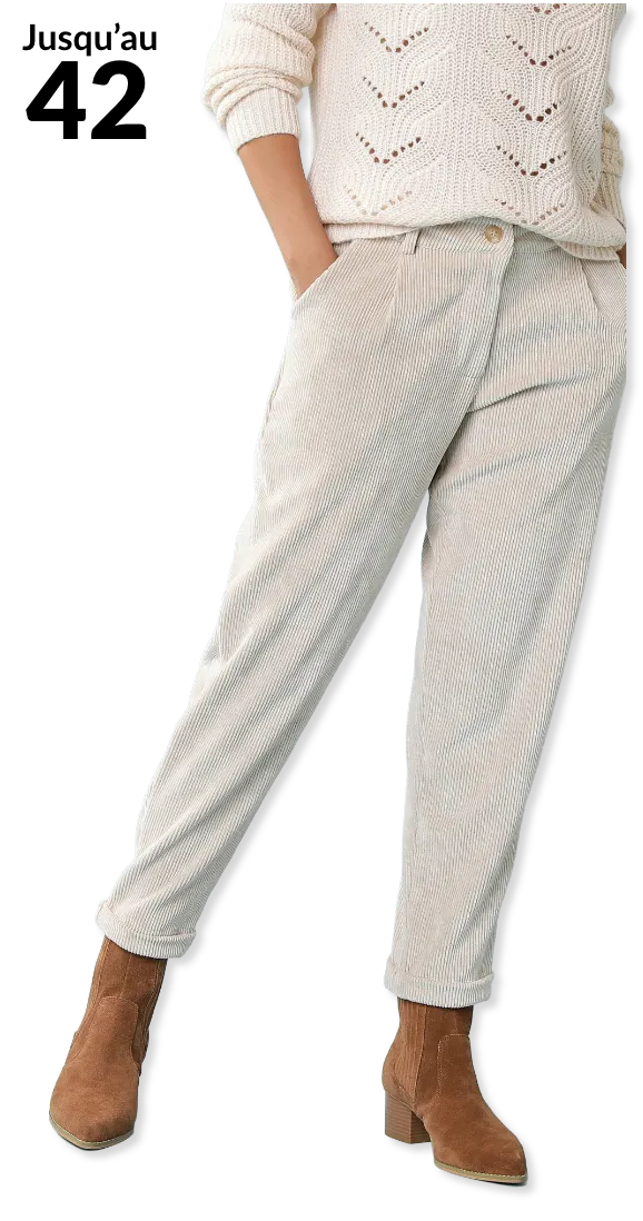 Pantalon écru 7/8ème en velours, spécial petites - Blog Blancheporte