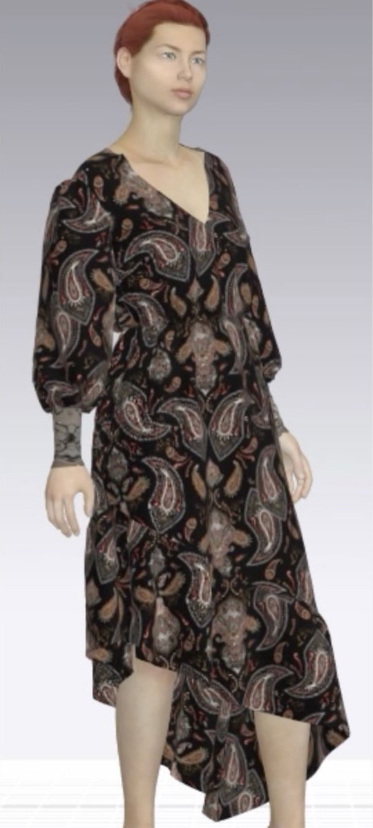Robe longue asymétrique imprimée motif cachemire Robe femme longue asymétrique imprimée cachemire pas cher - Blancheporte X Mary McQueen