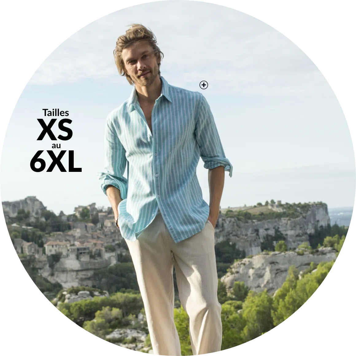 Chemise rayée en coton et lin à manches longues pour homme, exemple de coupe et de taille de chemise bien ajustée – Blog Blancheporte