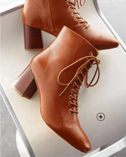 Bottines lacées à talon - caramel Bottines femme hautes à talon marron lacées zippées pas cher - Blancheporte