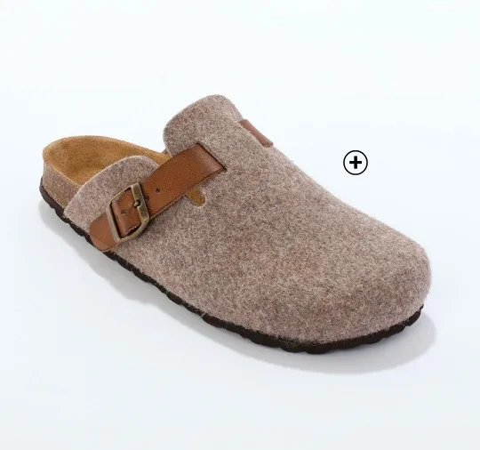Mules sabot en feutrine à boucle marron pas cher | Blancheporte