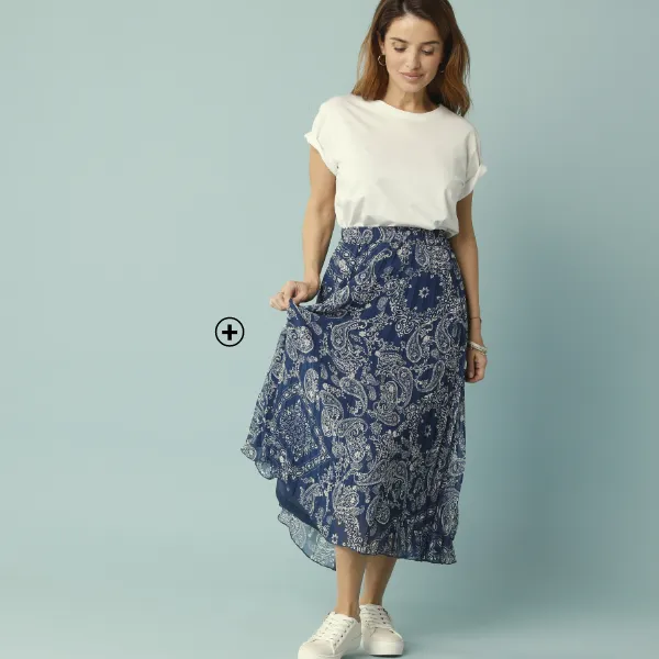 Jupe en voile plissé imprimé bandana – mode pour femme petite | Blancheporte