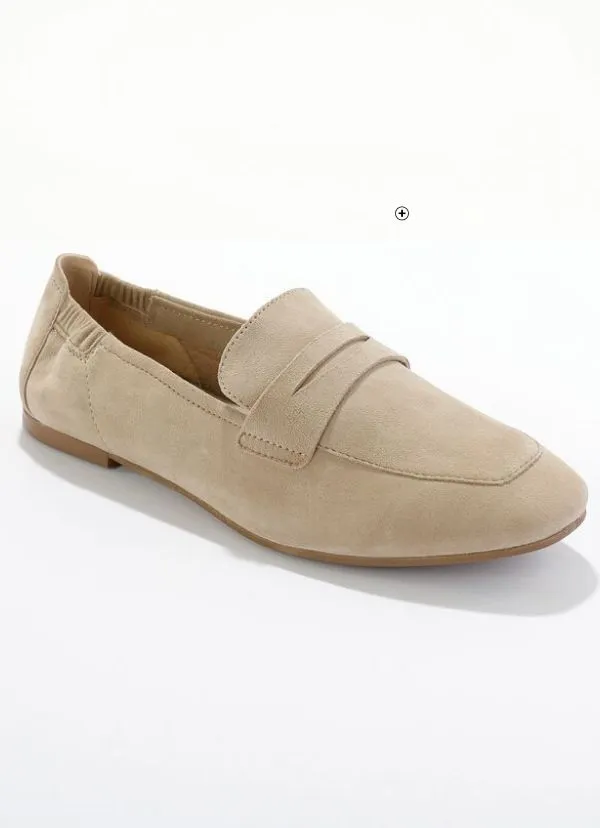 Mocassins femme en croûte de cuir beige pas cher | Blancheporte