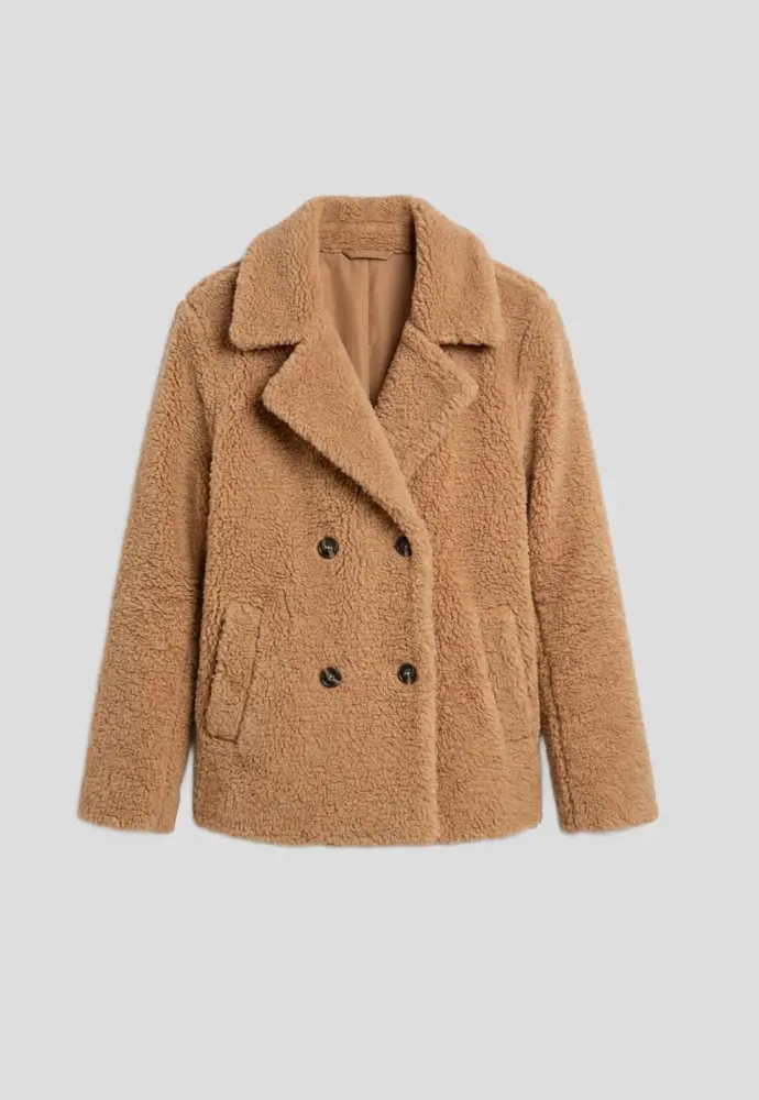 Manteau court maille bouclette col tailleur Blancheporte