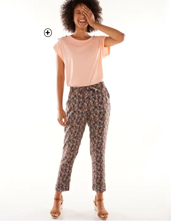 T-shirt uni détail boutonné maille jersey | mode tendance | Blancheporte