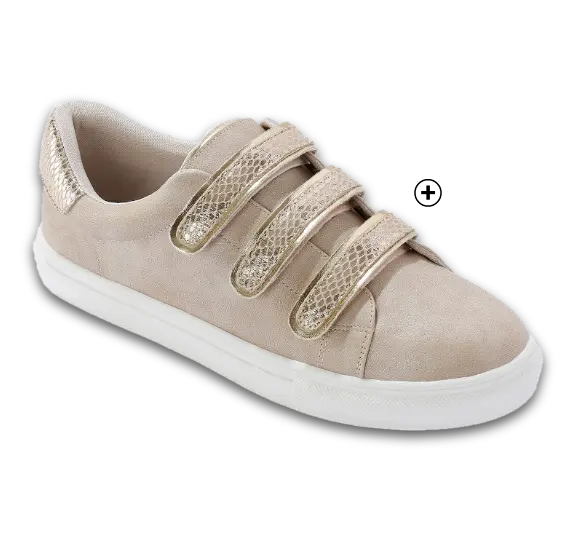 Tennis beige femme à scratch effet crocodile pas cher | Blancheporte