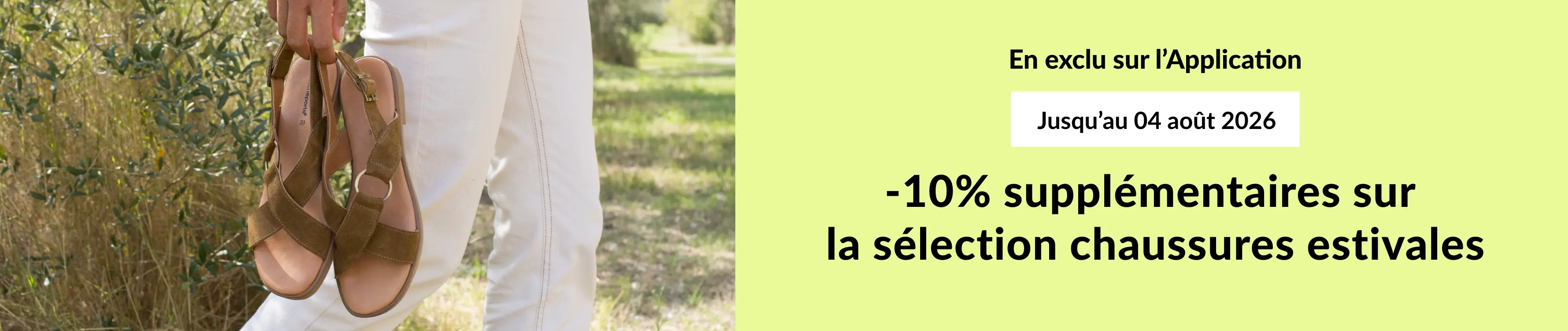 -10% sur notre large collection de sandales pour femme, jusqu'au 42 : idéal pour l'été !