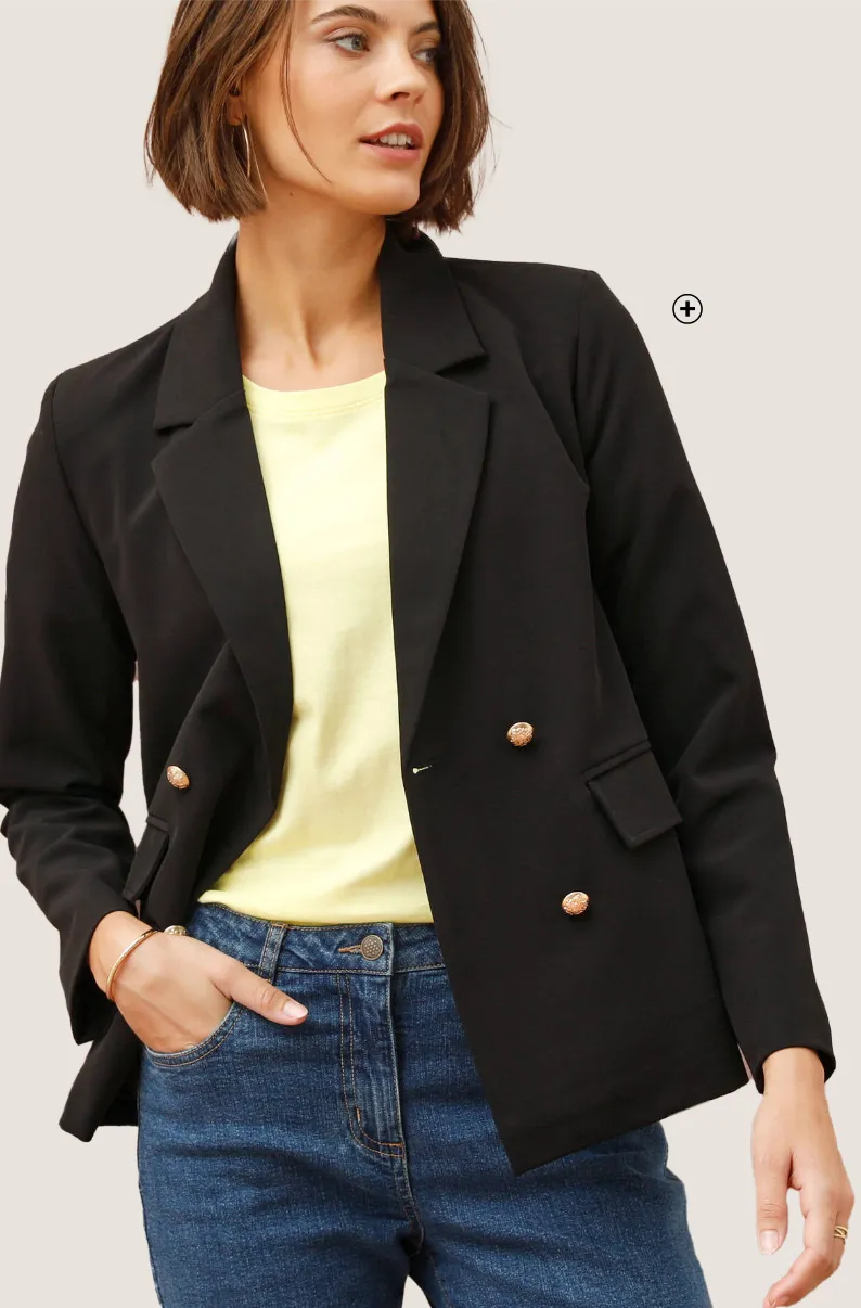Veste de blazer noire à boutonnage croisé - Blog Blancheporte