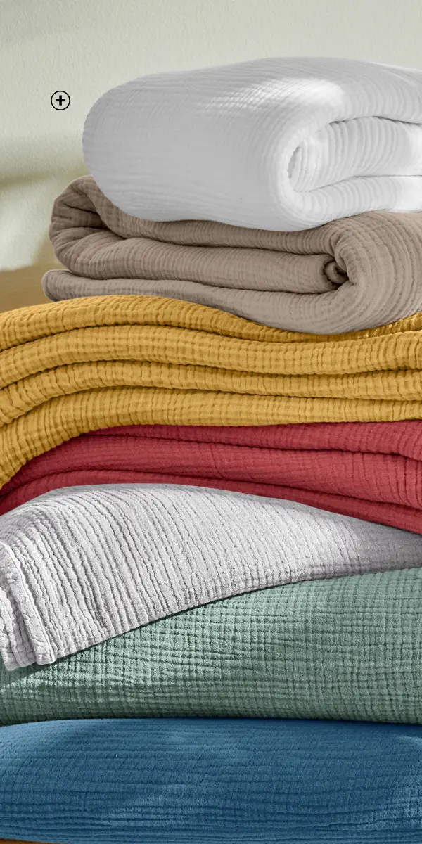 Linge de lit en gaze de coton vert amande, confort et style naturel | Blancheporte